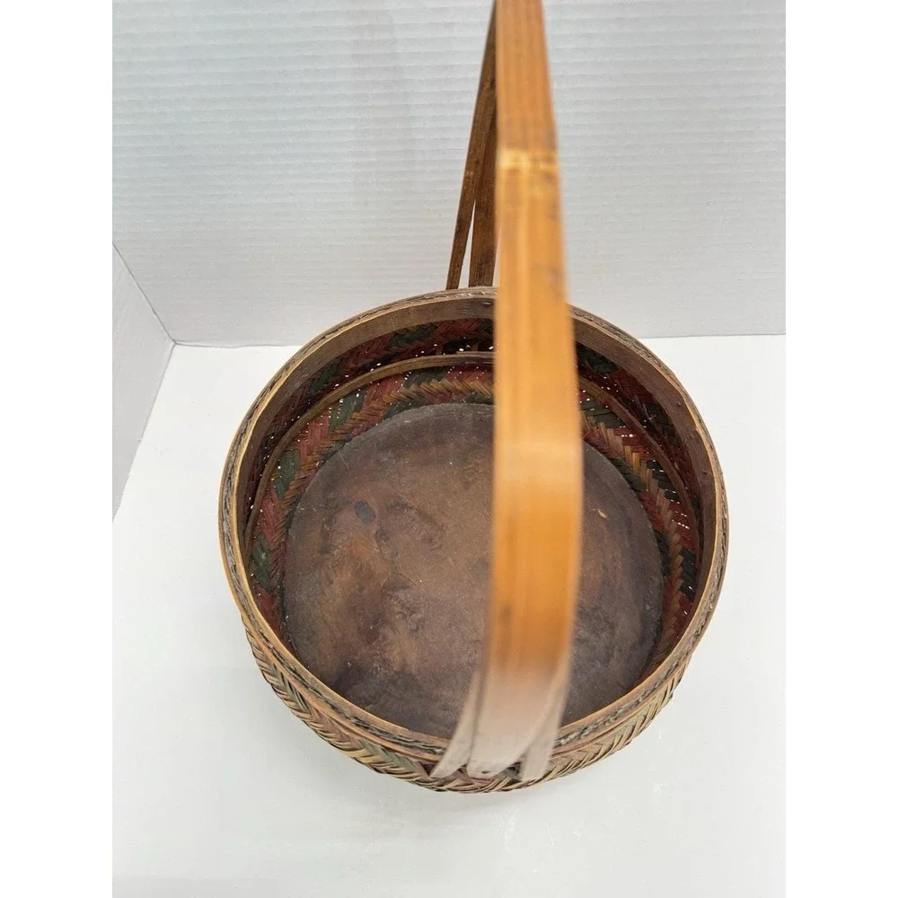 Vintage Mid-Century Chinese Woven Bamboo Wedding / Betrothal Basket Handmade